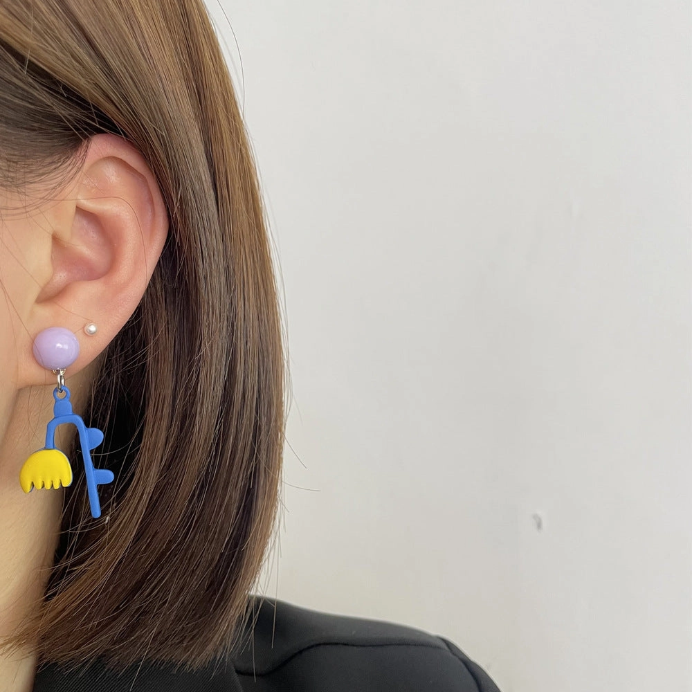 Wholesale Cartoon Color Flower Alloy Earrings