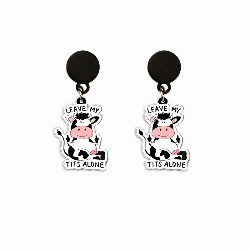Wholesale Cartoon Cow Acrylic Earrings
