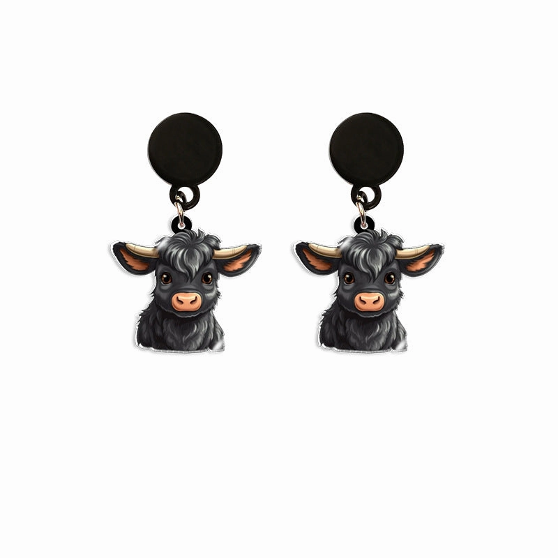Wholesale Cartoon Cow Acrylic Earrings