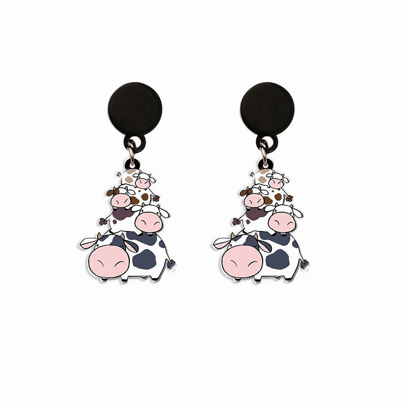 Wholesale Cartoon Cow Acrylic Earrings