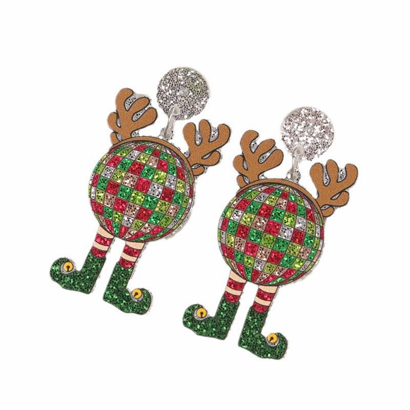 Wholesale Cartoon Creative Christmas Series Elk Gloves Acrylic Exaggerated Design Earrings