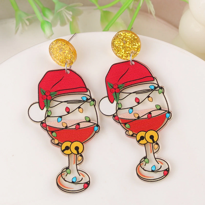 Wholesale Cartoon Creative Christmas Series Elk Gloves Acrylic Exaggerated Design Earrings