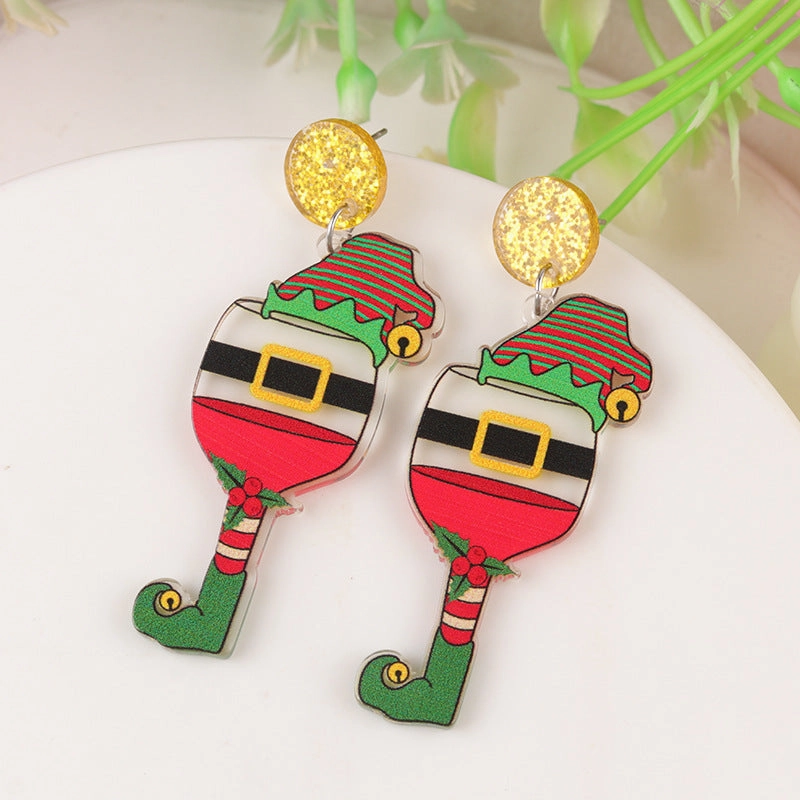 Wholesale Cartoon Creative Christmas Series Elk Gloves Acrylic Exaggerated Design Earrings