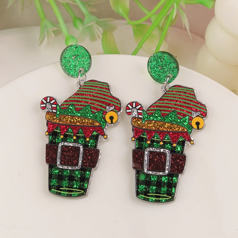 Wholesale Cartoon Creative Christmas Series Elk Gloves Acrylic Exaggerated Design Earrings