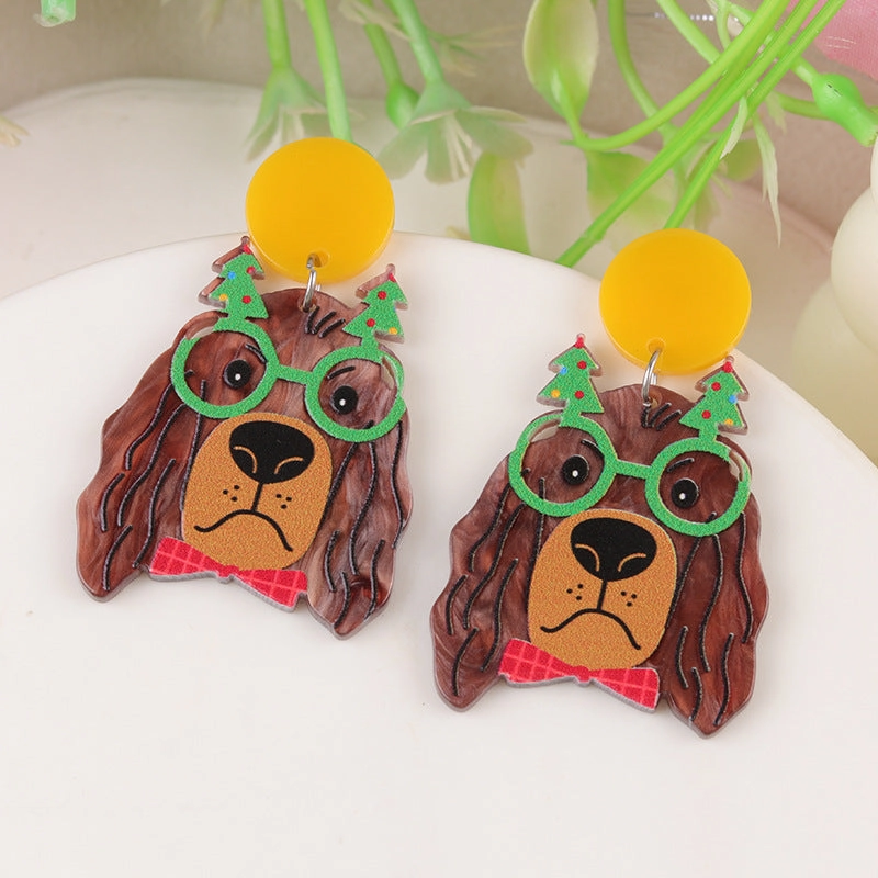 Wholesale Cartoon Creative Christmas Series Elk Gloves Acrylic Exaggerated Design Earrings
