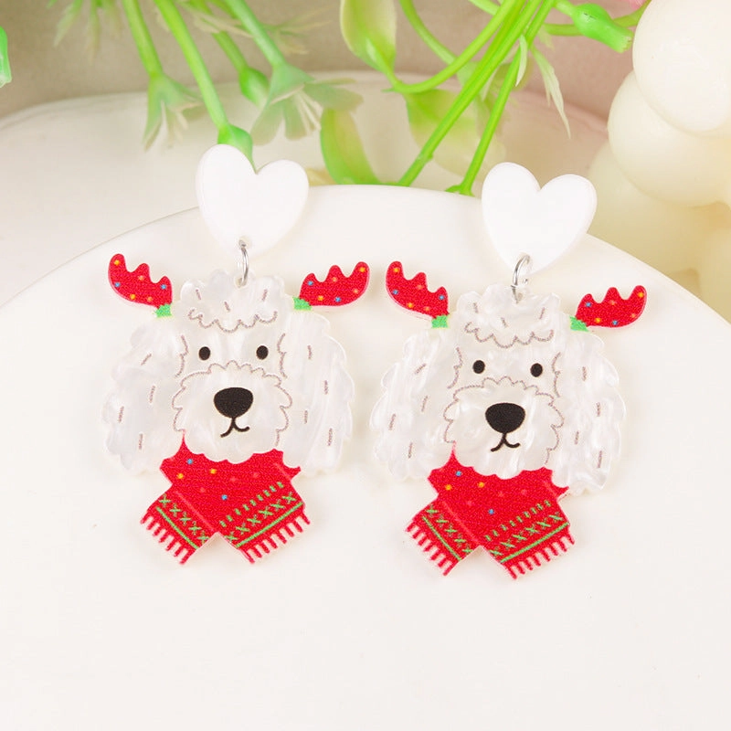Wholesale Cartoon Creative Christmas Series Elk Gloves Acrylic Exaggerated Design Earrings