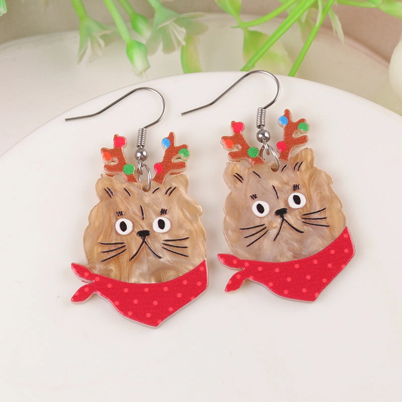 Wholesale Cartoon Creative Christmas Series Elk Gloves Acrylic Exaggerated Design Earrings