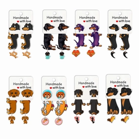 Wholesale Cartoon Cute Animal Dachshund Acrylic Earrings