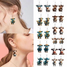 Wholesale Cartoon Cute Farm Yak Creative Acrylic Earrings