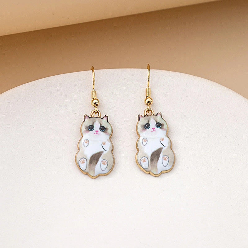 Wholesale Cartoon Cute Kitten Alloy Earrings