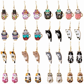 Wholesale Cartoon Cute Kitten Alloy Earrings