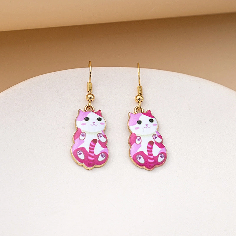 Wholesale Cartoon Cute Kitten Alloy Earrings