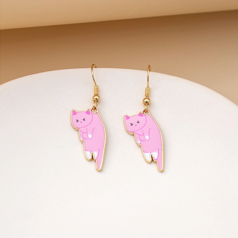 Wholesale Cartoon Cute Kitten Alloy Earrings