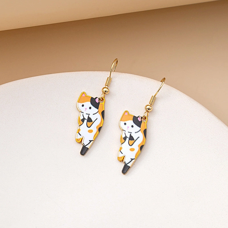 Wholesale Cartoon Cute Kitten Alloy Earrings