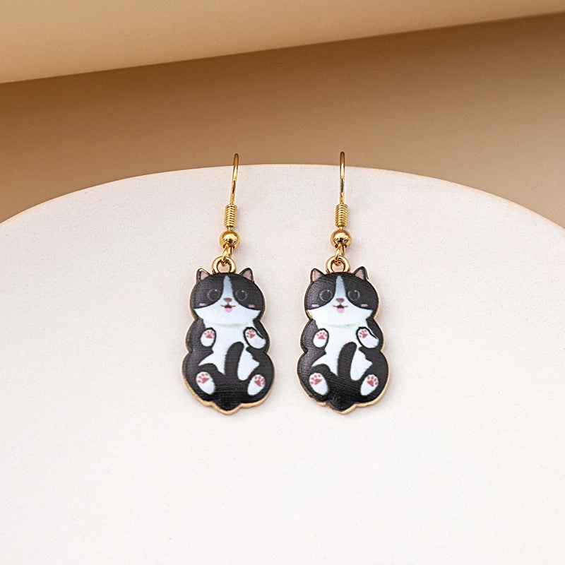 Wholesale Cartoon Cute Kitten Alloy Earrings