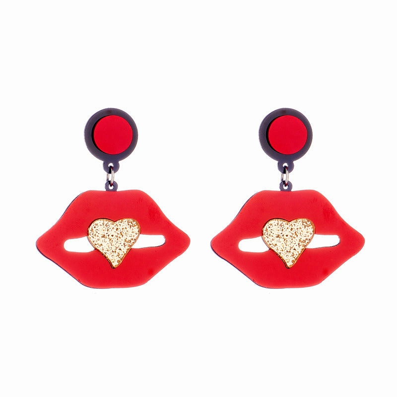 Wholesale Cartoon Glitter Heart Acrylic Earrings