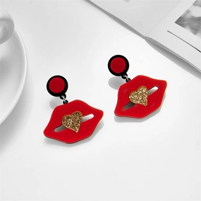 Wholesale Cartoon Glitter Heart Acrylic Earrings