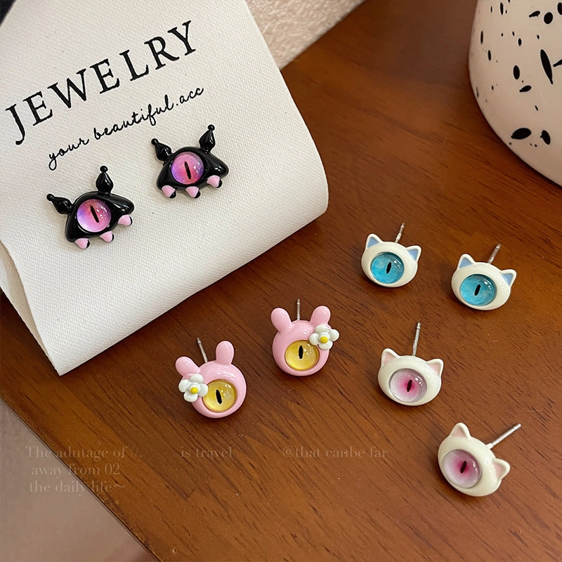 Wholesale Cartoon Little Devil Halloween Opal Alloy Earrings