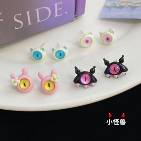 Wholesale Cartoon Little Devil Halloween Opal Alloy Earrings