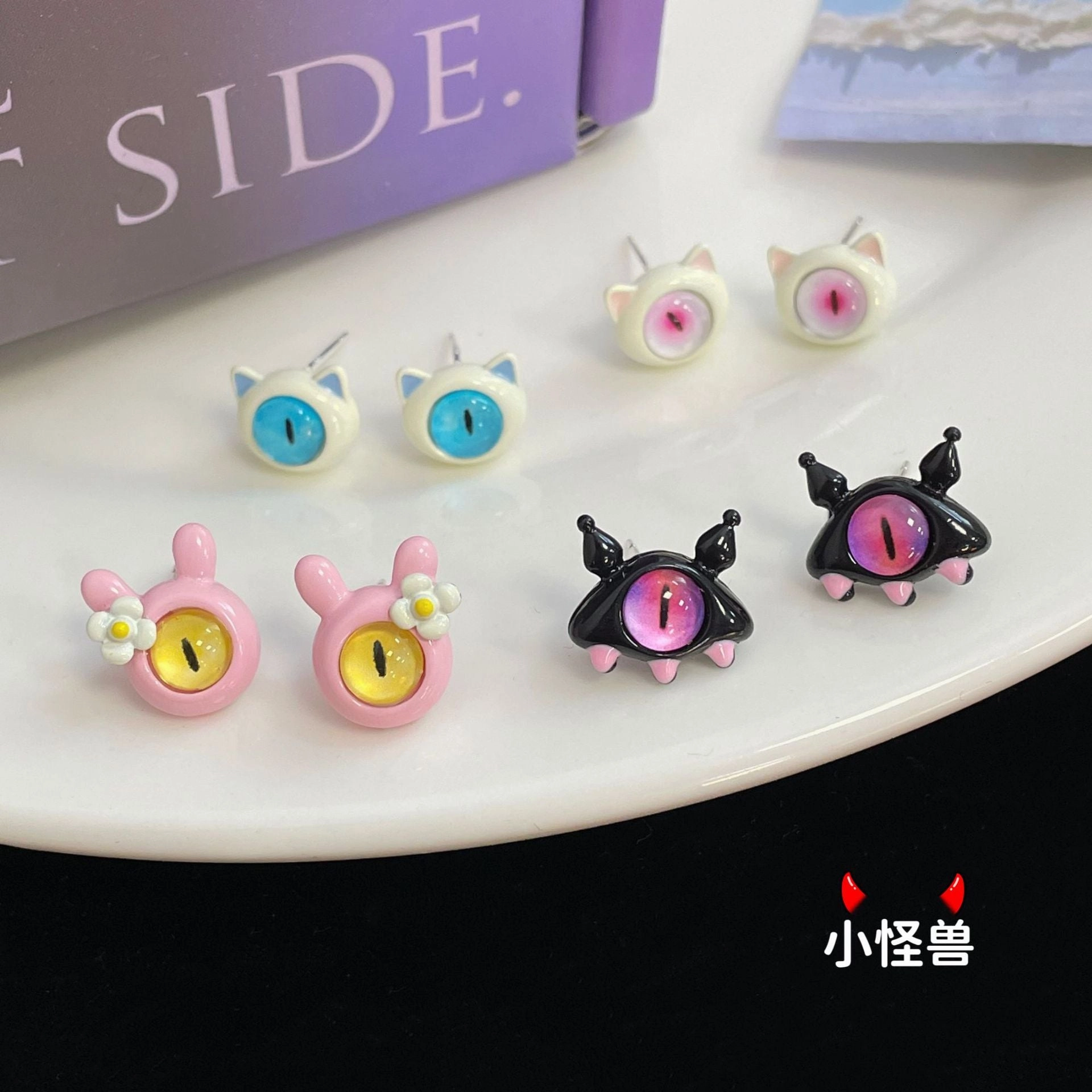 Wholesale Cartoon Little Devil Halloween Opal Alloy Earrings
