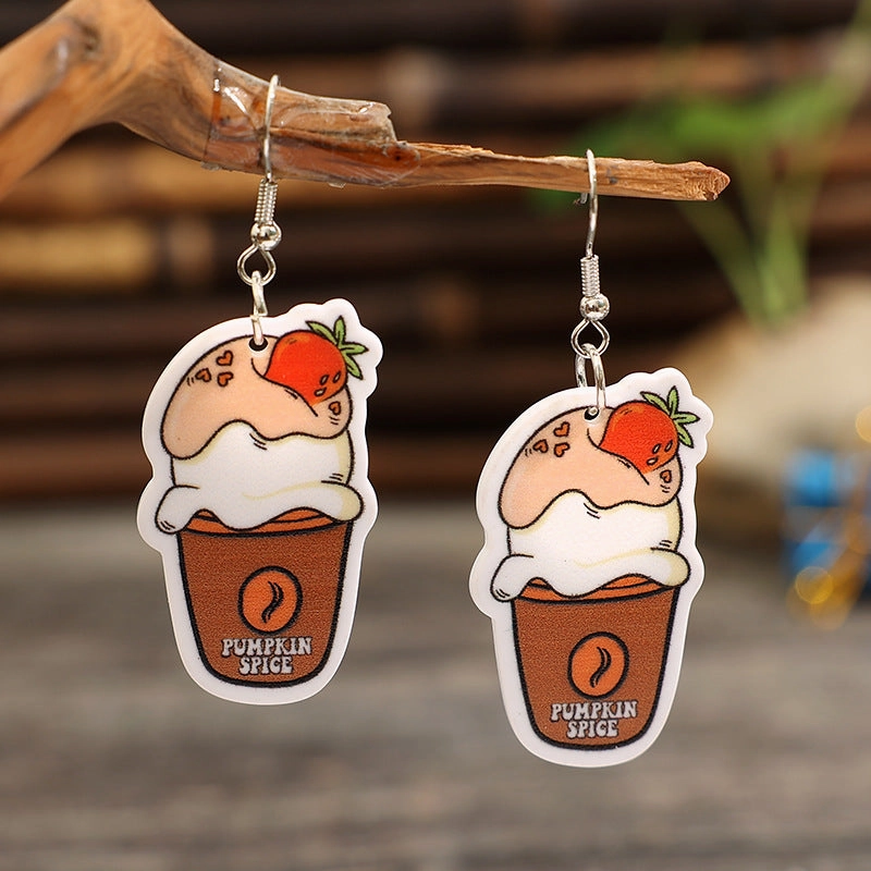 Wholesale Cartoon Milk Tea Cup Acrylic Earrings