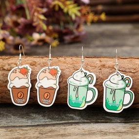 Wholesale Cartoon Milk Tea Cup Acrylic Earrings