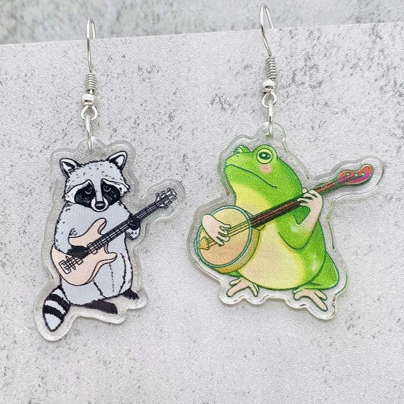Wholesale Cartoon Mushroom Frog Balloon Print Acrylic Earrings