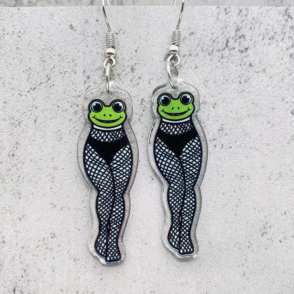 Wholesale Cartoon Mushroom Frog Balloon Print Acrylic Earrings