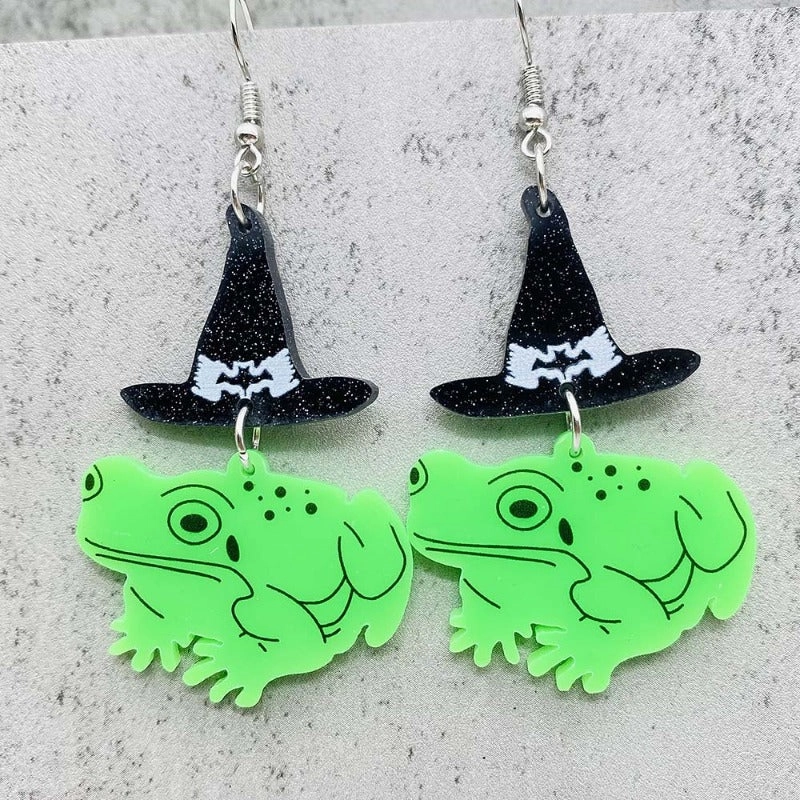 Wholesale Cartoon Mushroom Frog Balloon Print Acrylic Earrings