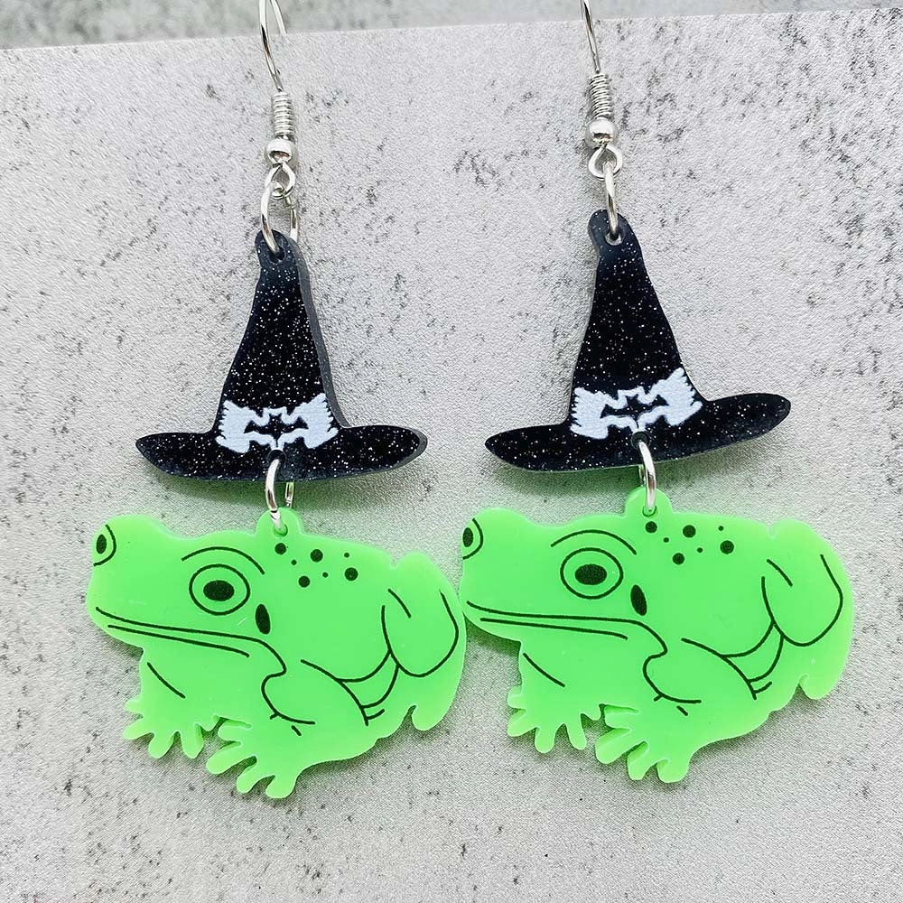Wholesale Cartoon Mushroom Frog Balloon Print Acrylic Earrings