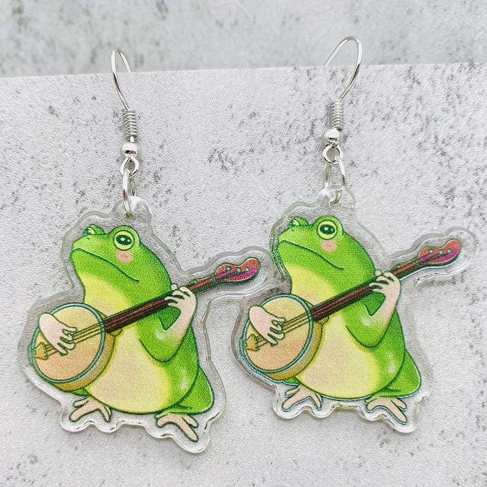 Wholesale Cartoon Mushroom Frog Balloon Print Acrylic Earrings