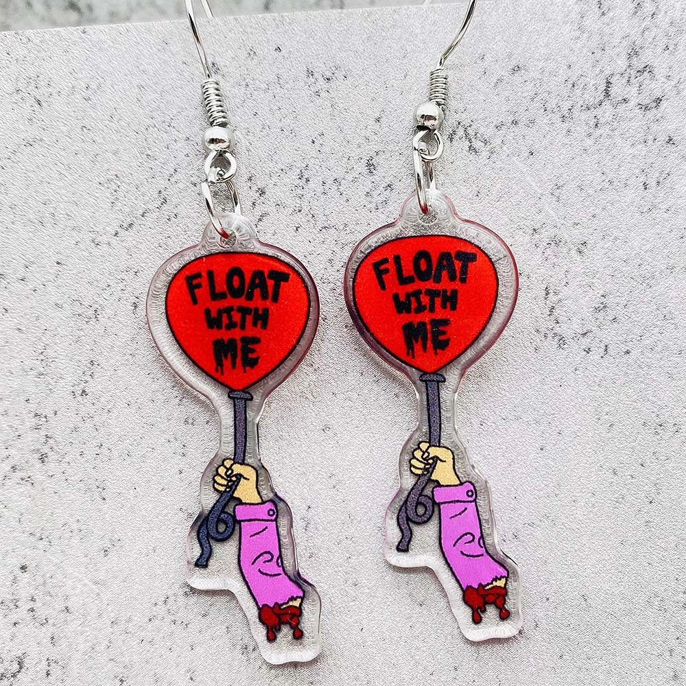 Wholesale Cartoon Mushroom Frog Balloon Print Acrylic Earrings