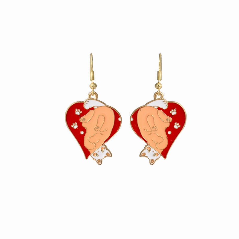 Wholesale Cartoon Playing Card Suit Cat Alloy Earrings