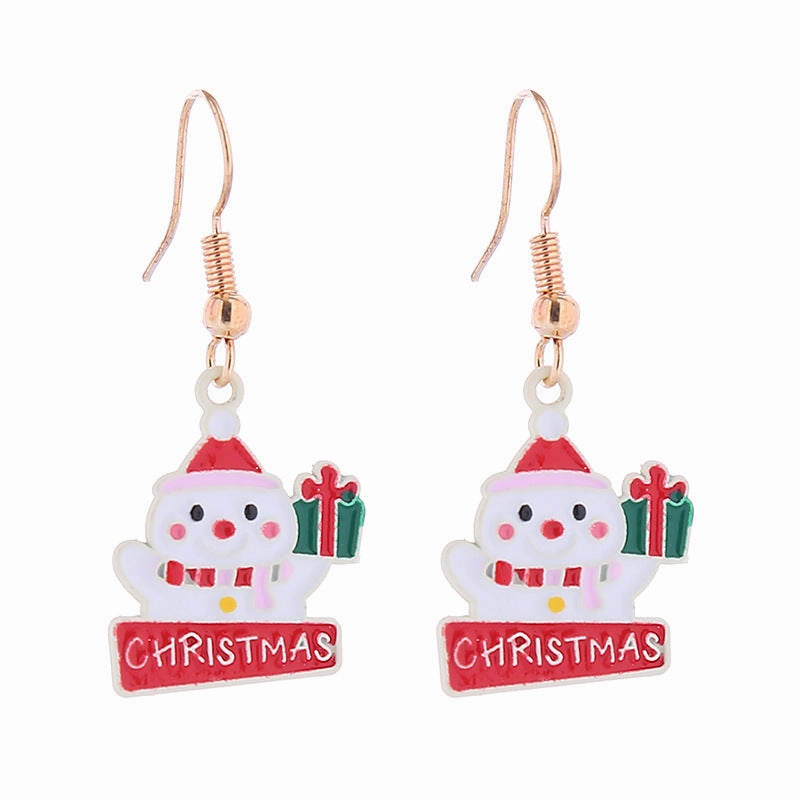 Wholesale Cartoon Santa Claus Snowman Bells Snowflake Christmas Earrings