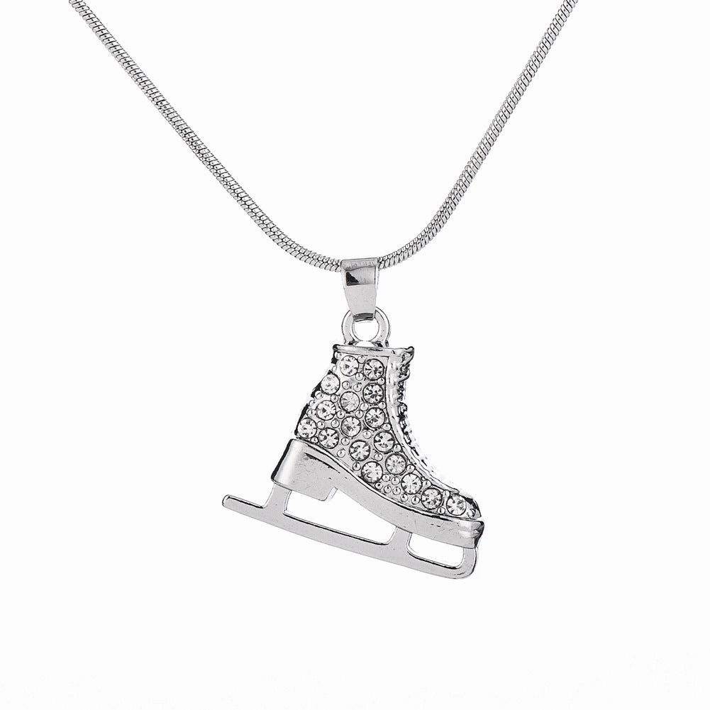 Wholesale Cartoon Skates Full Diamond Candy Color Alloy Necklace