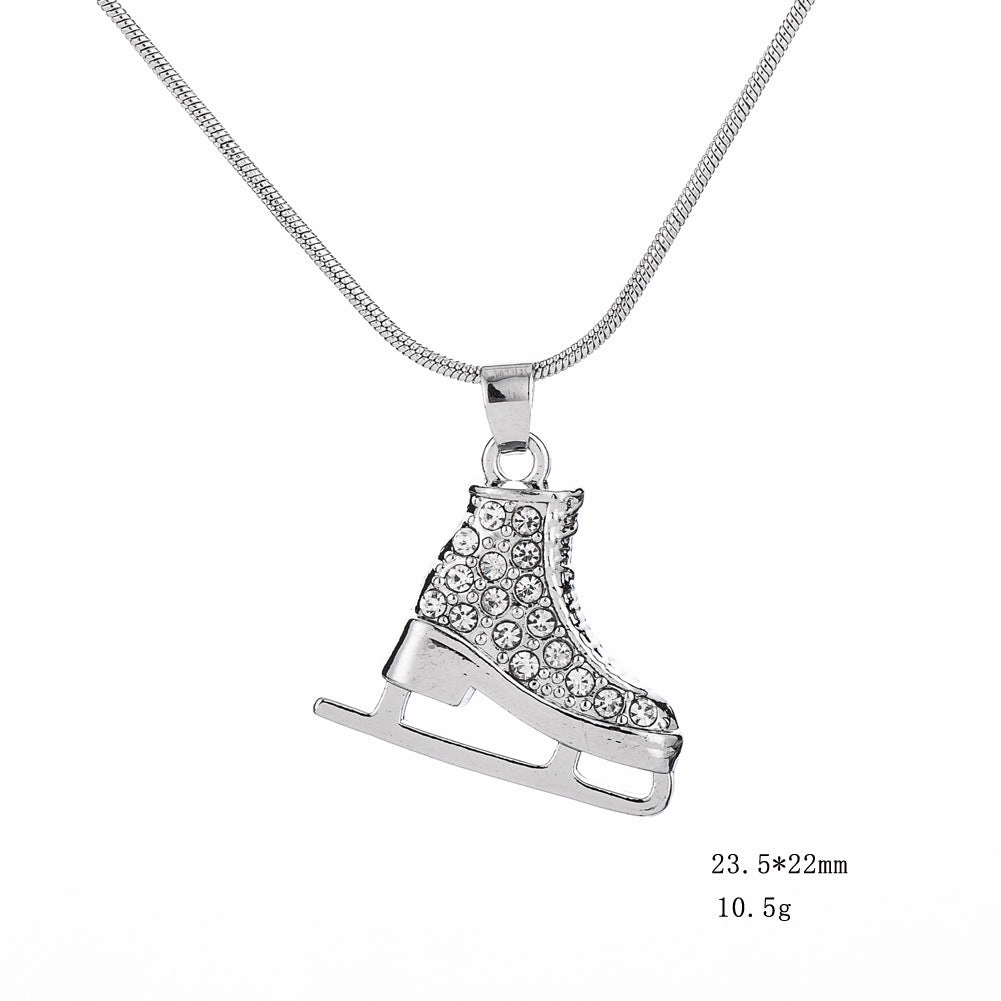 Wholesale Cartoon Skates Full Diamond Candy Color Alloy Necklace