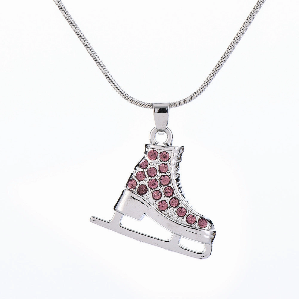Wholesale Cartoon Skates Full Diamond Candy Color Alloy Necklace