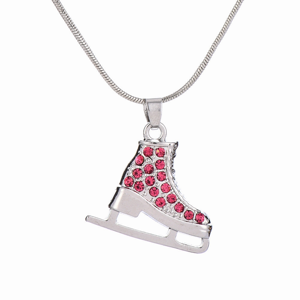 Wholesale Cartoon Skates Full Diamond Candy Color Alloy Necklace