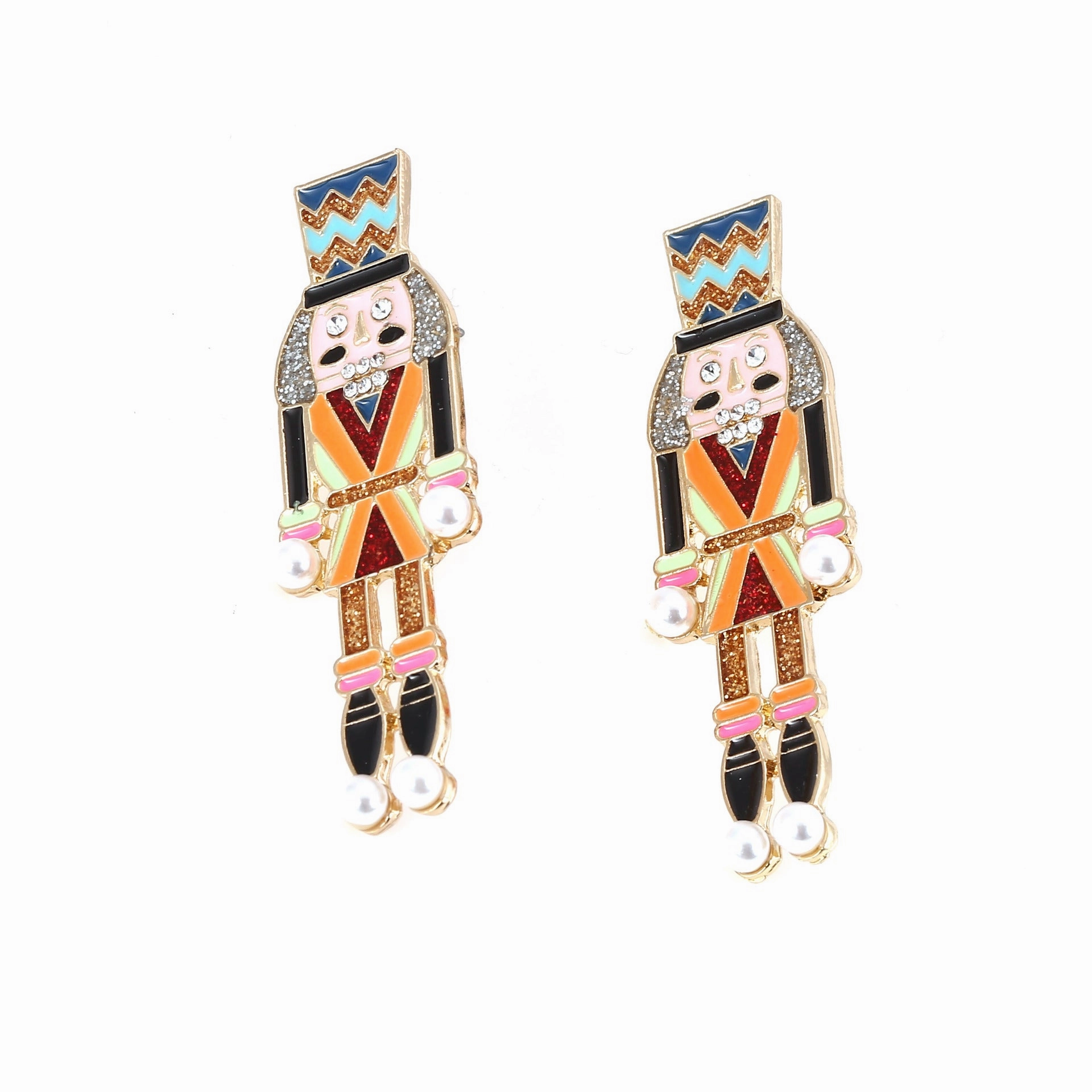 Wholesale Cartoon Soldier Alloy Inlaid Pearl Earrings