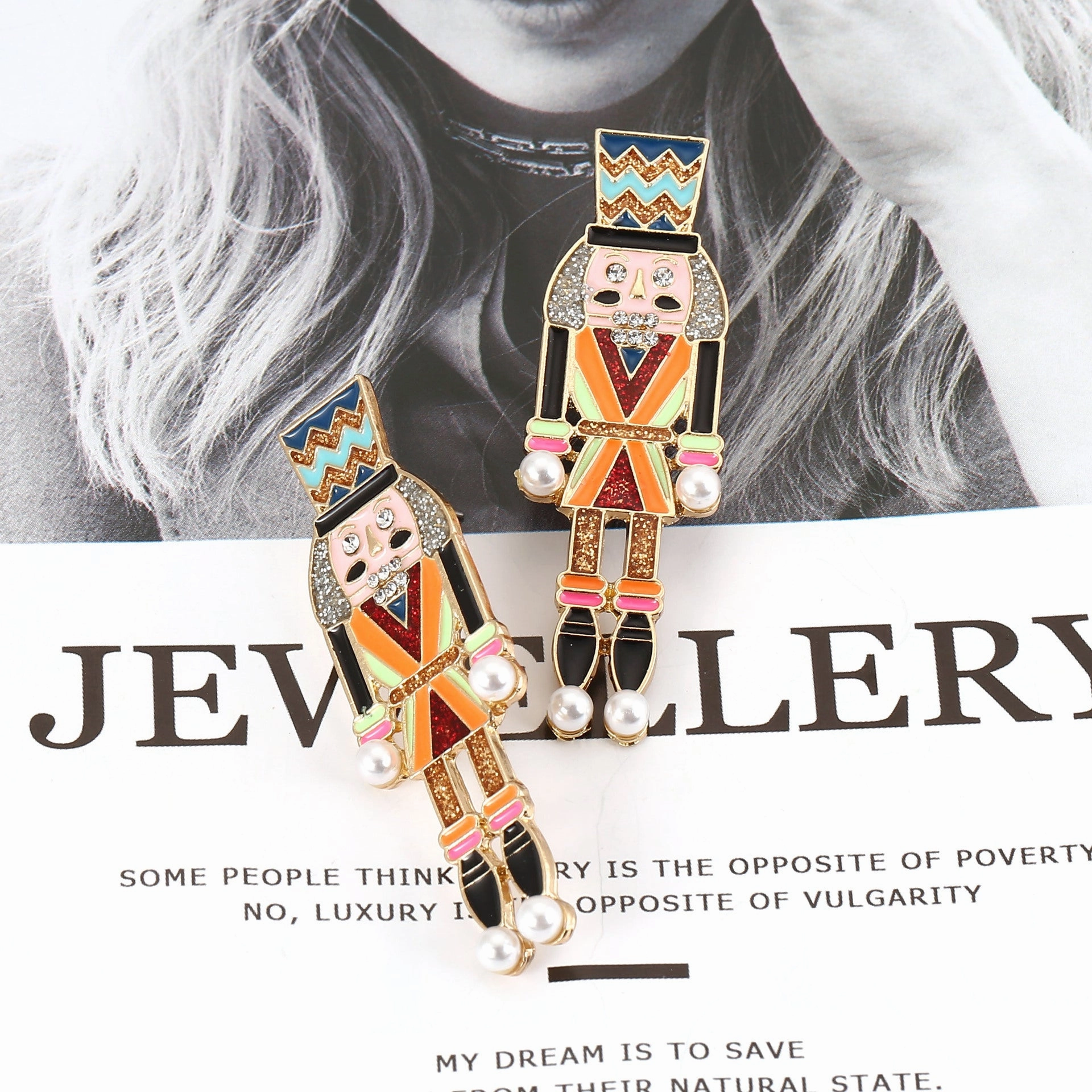 Wholesale Cartoon Soldier Alloy Inlaid Pearl Earrings