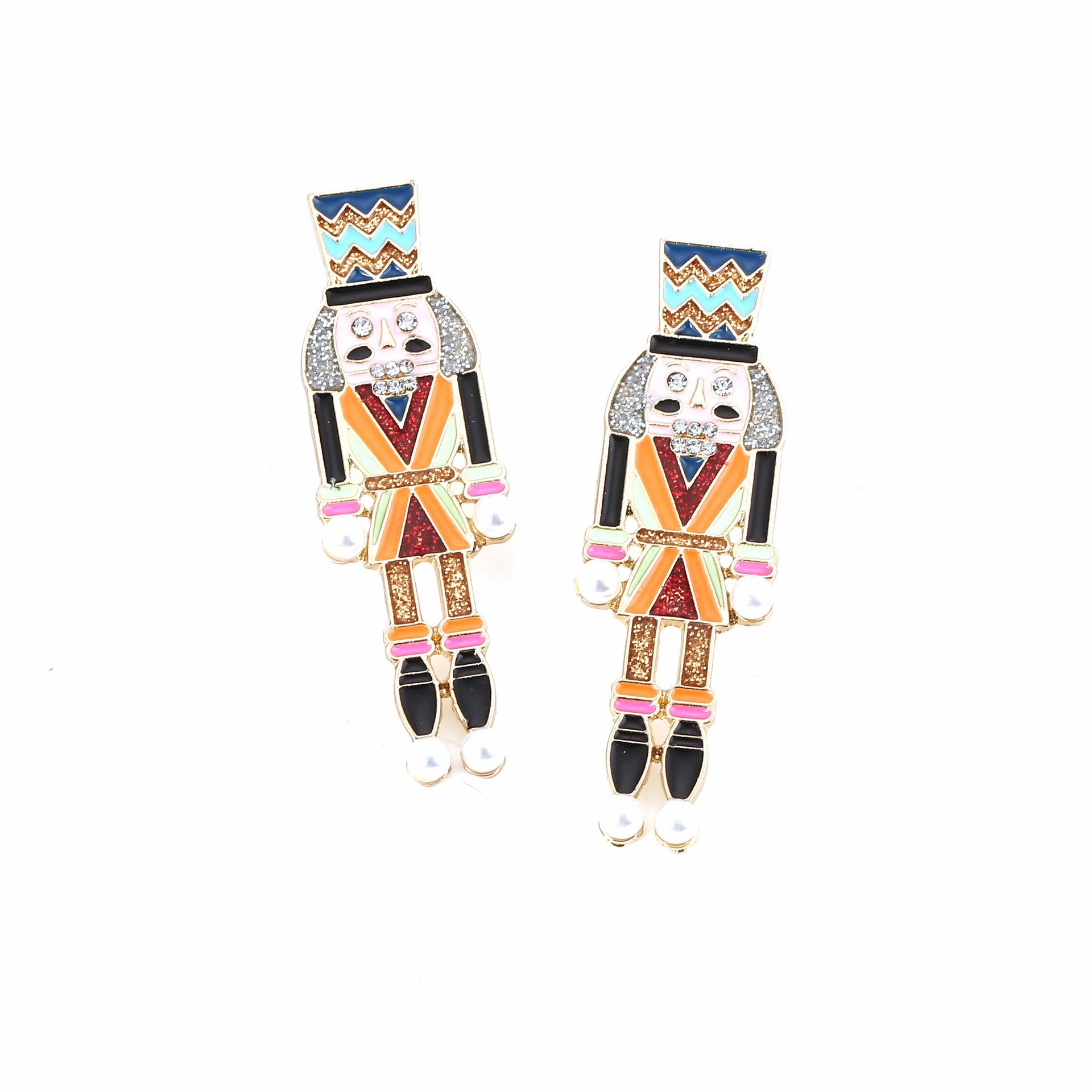 Wholesale Cartoon Soldier Alloy Inlaid Pearl Earrings