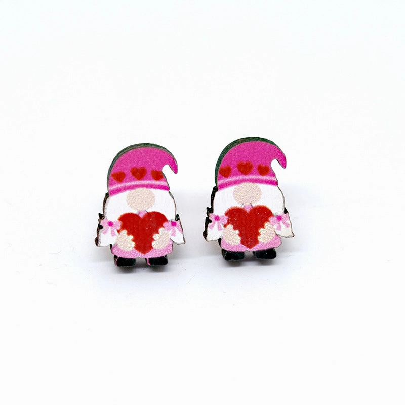 Wholesale Cartoon Valentine's Day Christmas Wood Earrings