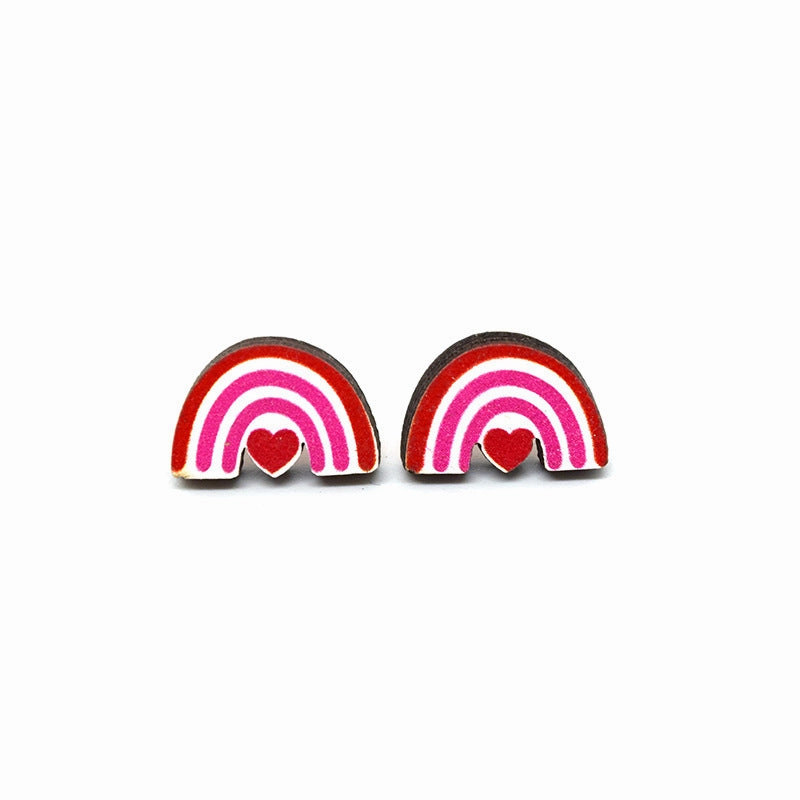 Wholesale Cartoon Valentine's Day Christmas Wood Earrings