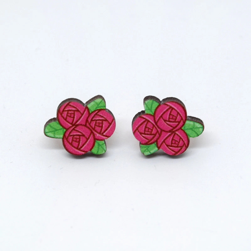 Wholesale Cartoon Valentine's Day Christmas Wood Earrings