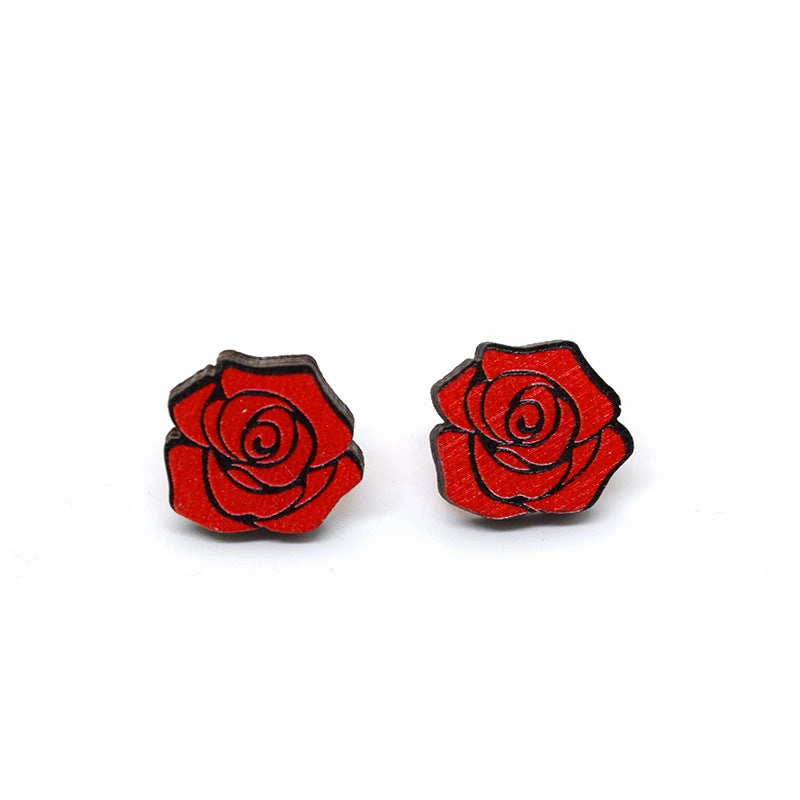 Wholesale Cartoon Valentine's Day Christmas Wood Earrings