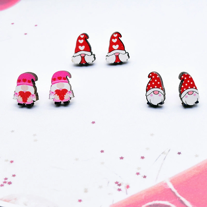Wholesale Cartoon Valentine's Day Christmas Wood Earrings