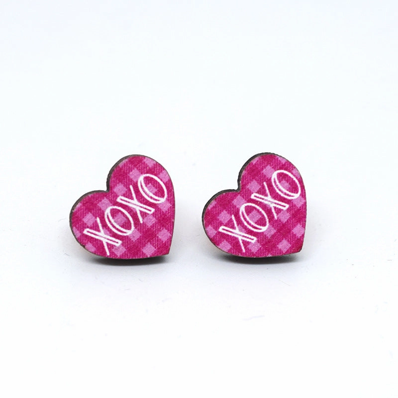 Wholesale Cartoon Valentine's Day Christmas Wood Earrings