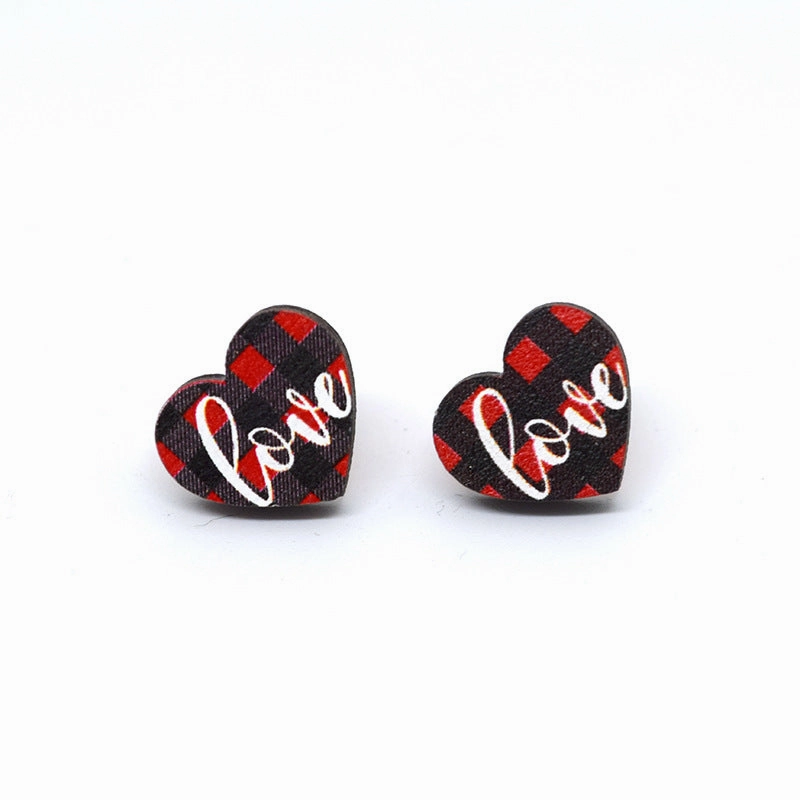 Wholesale Cartoon Valentine's Day Christmas Wood Earrings