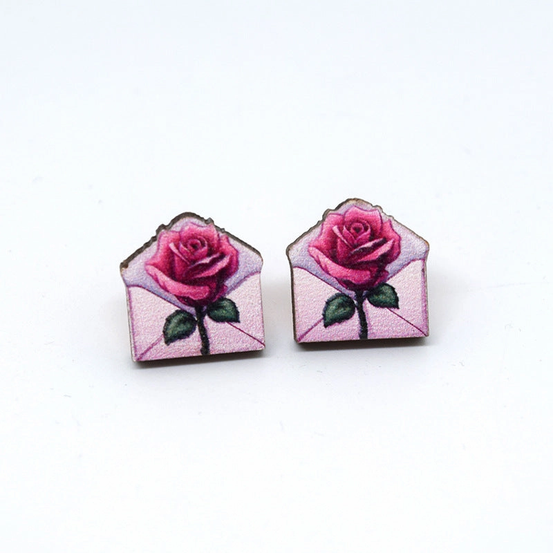 Wholesale Cartoon Valentine's Day Christmas Wood Earrings