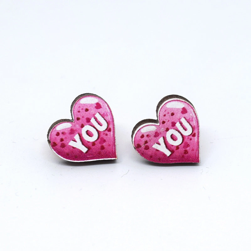 Wholesale Cartoon Valentine's Day Christmas Wood Earrings